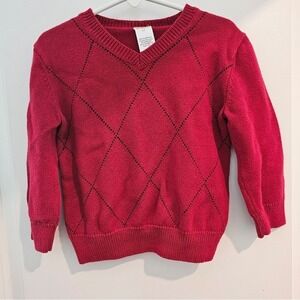Gymboree Red Argyle‎ V-Neck Sweater 2T Cotton Acrylic Blend Kids